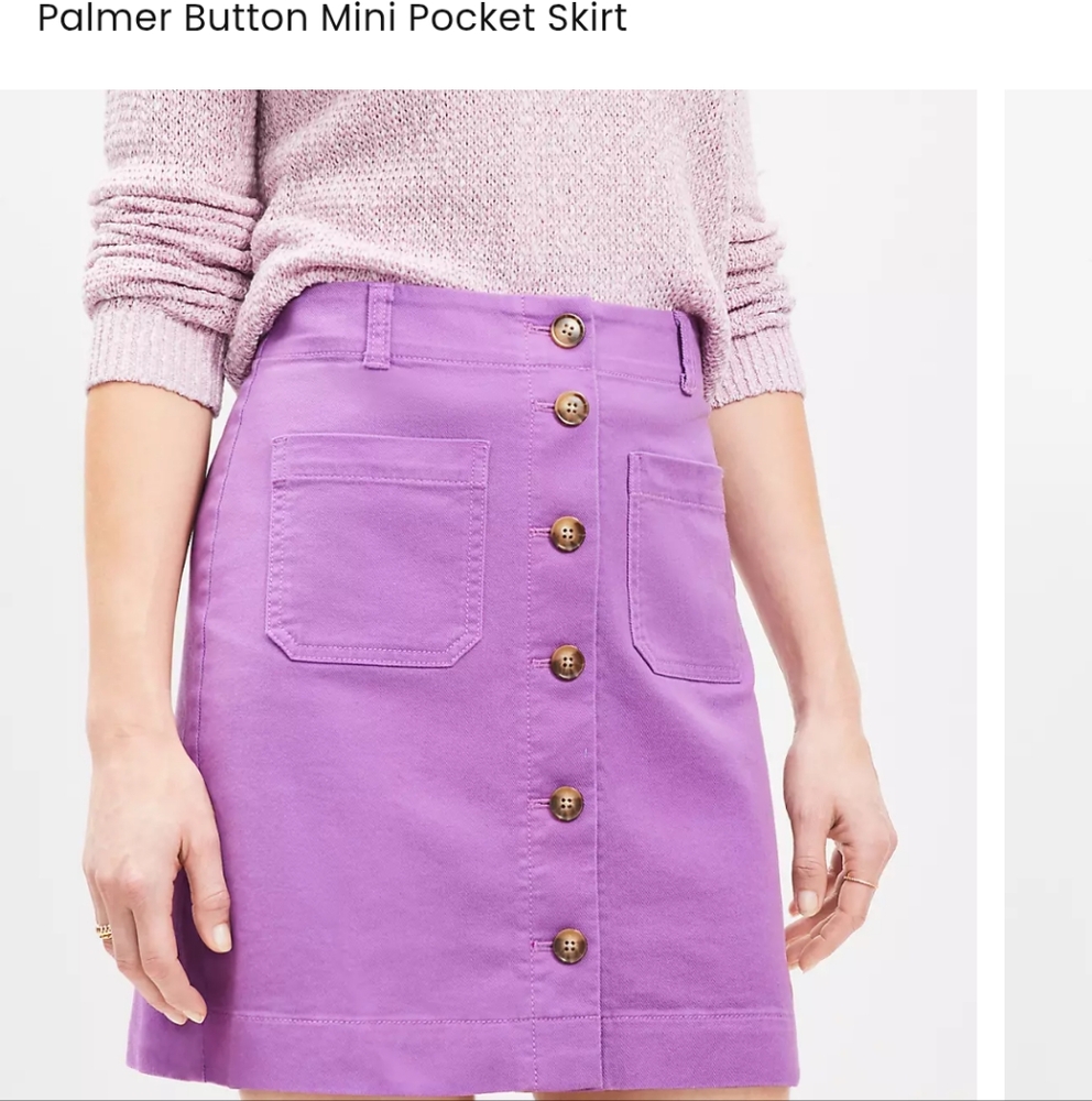 Button Mini Pocket Skirt - Purple